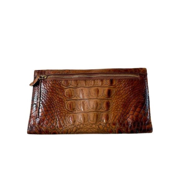 Brahmin Toasted Almond Leather Collection Crocodile Tri-fold Wallet - Picture 2 of 13